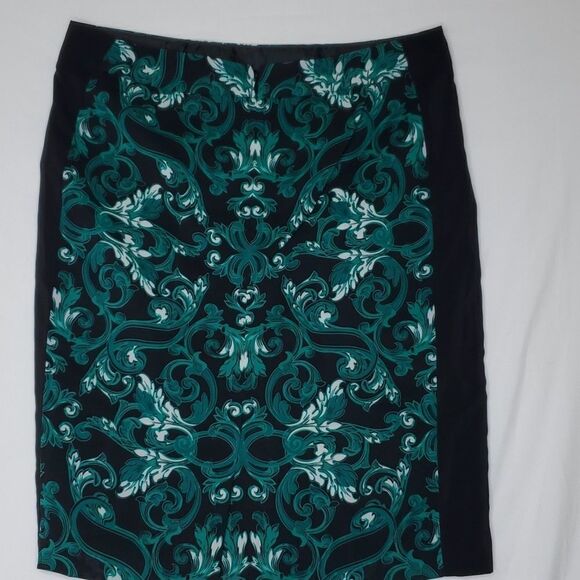 6 INC STRETCH CAREER POCKETS INTERNATIONAL CONCEPTS SKIRT GREEN BLACK MEDIUM - Picture 7 of 10